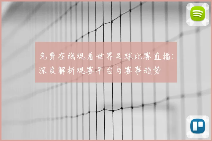免费在线观看世界足球比赛直播:深度解析观赛平台与赛事趋势